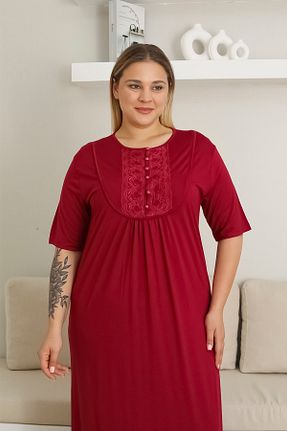 لباس شب سایز بزرگ قرمز زنانه ساده ERDENİZ TEKSTİL - کد 951770458