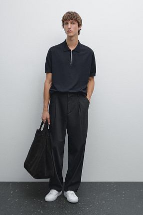 تیشرت سرمه ای مردانه رگولار Massimo Dutti - کد 951321144