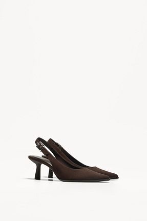 کفش پاشنه بلند کلاسیک قهوه ای زنانه پلی استر Bershka - کد 951553275