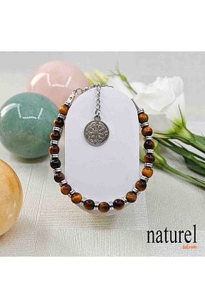 دستبند جواهر قهوه ای زنانه سنگ طبیعی Naturel Tılsım - کد 951634877