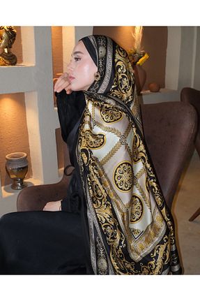 شال مشکی زنانه ابریشم LEİLA SCARF - کد 951635013