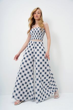 ست بالاتنه و پائین تنه آبی زنانه بافت Trend Alaçatı Stili - کد 929619096