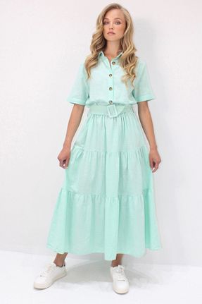 لباس سبز زنانه A-line Trend Alaçatı Stili - کد 950631814