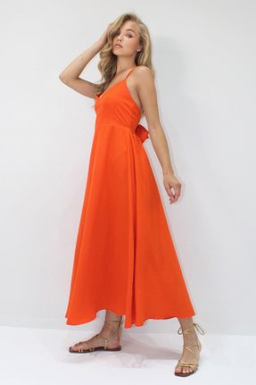 لباس نارنجی زنانه بافتنی Trend Alaçatı Stili - کد 950629173