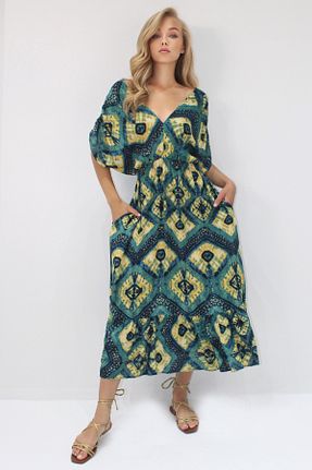 لباس سبز زنانه بافتنی Trend Alaçatı Stili - کد 950629272