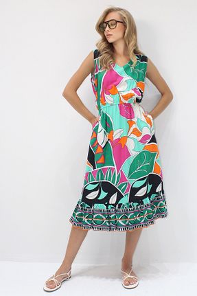 لباس سبز زنانه بافتنی Trend Alaçatı Stili - کد 950629326