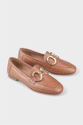 کفش لوفر بژ زنانه چرم خالص Elle - کد 856189276