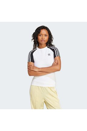 تیشرت سفید زنانه یقه دوچرخه adidas - کد 893279856