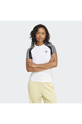 تیشرت سفید زنانه یقه دوچرخه adidas - کد 893279856