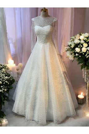 لباس عروس سفید زنانه دانتل GÖKŞİN MODA - کد 906451948
