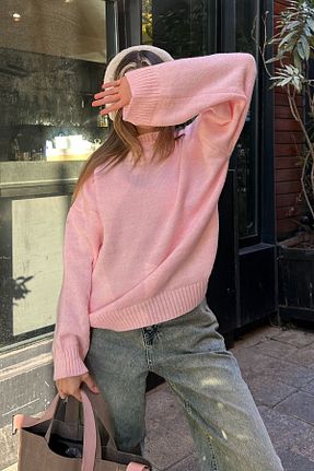 پلیور صورتی زنانه ساده la & vetta - کد 871634794