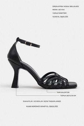 کفش پاشنه بلند کلاسیک مشکی زنانه چرم مصنوعی NİŞANTAŞI SHOES - کد 949737623