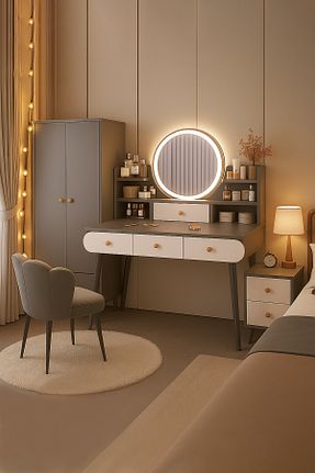 میز آرایش و میز توالت طوسی MDF HEPSHOP - کد 931190384