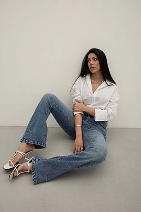 شلوار جین آبی زنانه پاچه اسپانیولی Harmony - کد 930036803