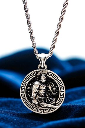 گردنبند استیل ( فولاد ) سفید مردانه روکش نقره AK STORE SİLVER - کد 888522802