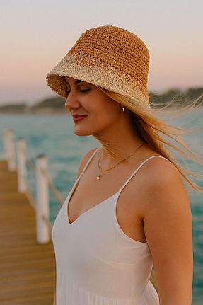 کلاه قهوه ای زنانه حصیر Axesoire - کد 674489757