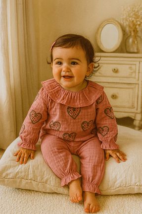 ست نوزادی صورتی بچه گانه پلی آمید HappyMom - کد 904552286