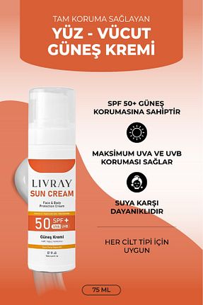 کرم ضد آفتاب بدن SPF 50 + Livray - کد 856091472