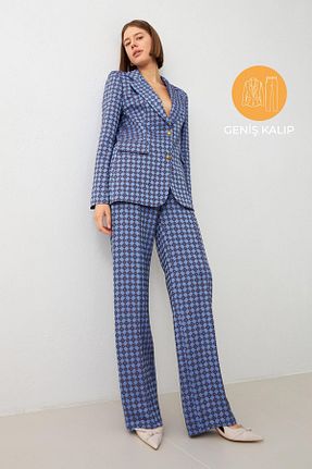 کت و شلوار آبی زنانه یقه کتی Setre - کد 852725143