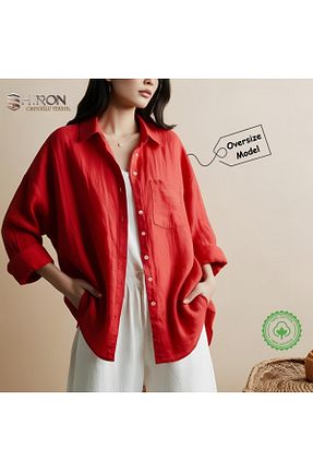 پیراهن قرمز زنانه اورسایز Shiron Sportswear&Company - کد 936941667