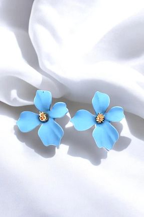 گوشواره جواهر آبی فلزی PETEK AKSESUAR - کد 34391008