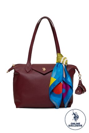 کیف دوشی زرشکی زنانه چرم مصنوعی U.S. Polo Assn. - کد 940641411