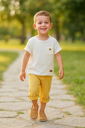 ست نوزادی زرد بچه گانه پنبه ای HappyMom - کد 874275300