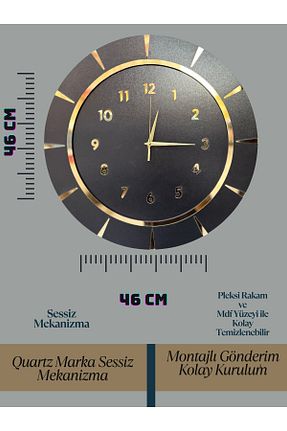 ساعت دیواری مشکی 46 x 46 Nixar Desing - کد 949733914