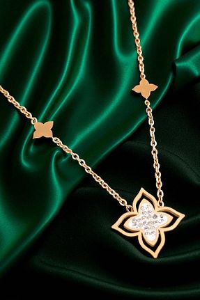 گردنبند جواهر طلائی زنانه استیل ضد زنگ Serenita Mare - کد 949782498