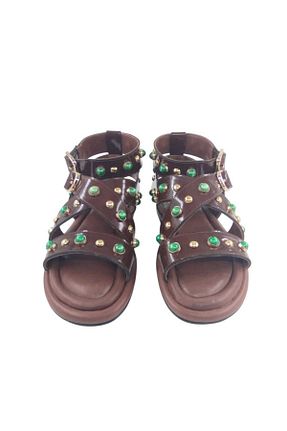 صندل قهوه ای زنانه پاشنه تخت Oneka Shoes - کد 949792236