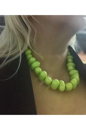 گردنبند جواهر سبز زنانه روکش طلا mos&more - کد 949890351