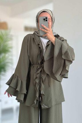 ست بالاتنه و پائین تنه حجاب خاکی زنانه Relaxed Ka Hijab - کد 949908691