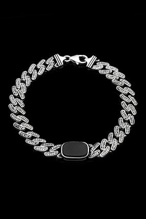 دستبند نقره طوسی مردانه 925 عیار OTTOTESBİH - کد 950093947