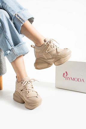 کفش پاشنه بلند پر بژ زنانه پاشنه بلند (10 سانتی متر و بالاتر) Bymoda - کد 951712779