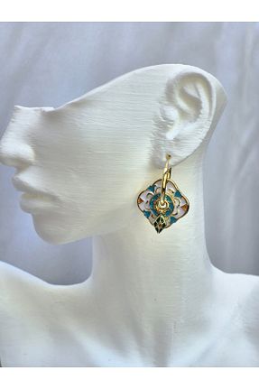 گوشواره جواهر رنگی برنجی Store - کد 950606091