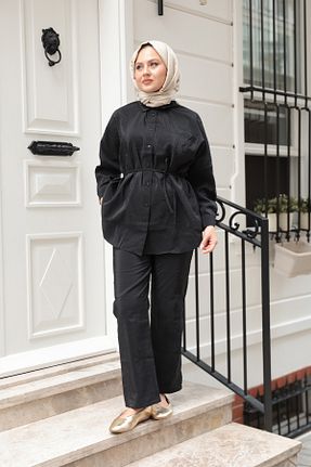 ست بالاتنه و پائین تنه مشکی زنانه بافتنی LOCCO - کد 950634298