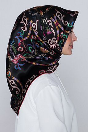 روسری مشکی کرپ ساتن ابریشم Armine - کد 950636336