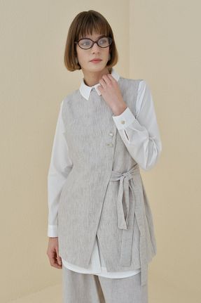 ست بالاتنه و پائین تنه حجاب طوسی زنانه رگولار Nihan - کد 950633065