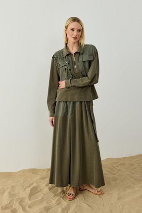 ست بالاتنه و پائین تنه خاکی زنانه بافتنی Hilay - کد 950639630