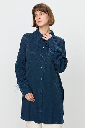 تونیک حجاب سرمه ای زنانه ویسکون Nihan - کد 951329767