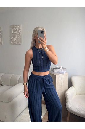 ست بالاتنه و پائین تنه سرمه ای زنانه بافتنی Zora Butik - کد 951027945