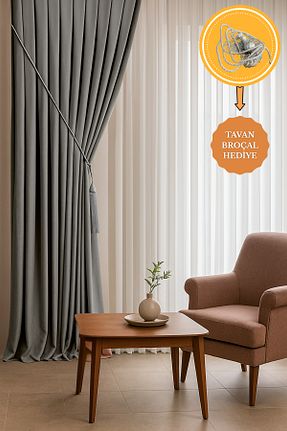 پرده زمینه طوسی پلی استر ladinev - کد 951049739