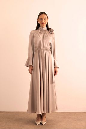 لباس مجلسی و فارغ التحصیلی بژ زنانه بافتنی Aker - کد 951105049