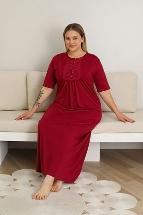 لباس شب سایز بزرگ قرمز زنانه ساده ERDENİZ TEKSTİL - کد 951770458