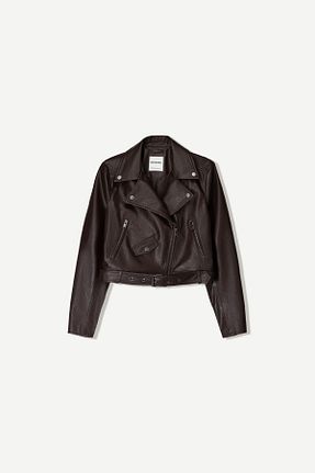 کاپشن قهوه ای زنانه رگولار Bershka - کد 926329776