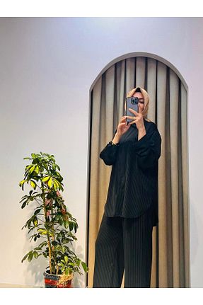 ست بالاتنه و پائین تنه مشکی زنانه بافتنی Almarwah Black - کد 951531052
