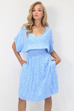 لباس آبی زنانه بافتنی Trend Alaçatı Stili - کد 950629307