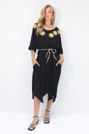 لباس مشکی زنانه بافتنی Trend Alaçatı Stili - کد 950629301