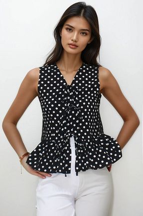بلوز مشکی زنانه ساده Trend Alaçatı Stili - کد 950629291