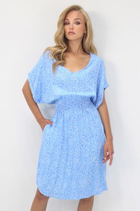 لباس آبی زنانه بافتنی Trend Alaçatı Stili - کد 950629307